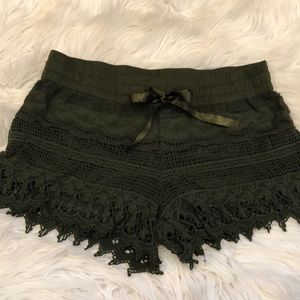 Green Lace shorts. Medium.